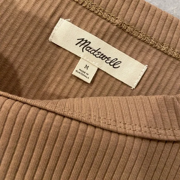 NWOT Madewell Ribbed Size M Brown Square Neck Crop Tank Top Fitted - Picture 9 of 9